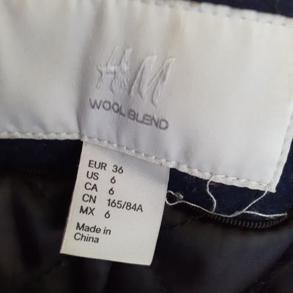 H&M navy blue fur collared coat - Picture 5 of 5